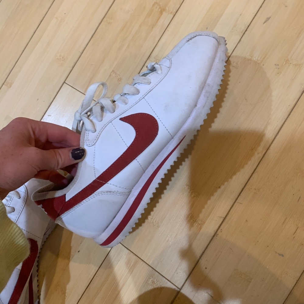 Red and white Nikes